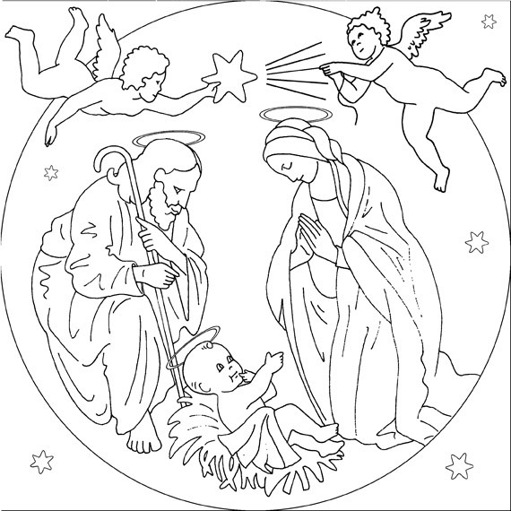 Disegni Di Natale Religiosi.La Nascita Di Gesu